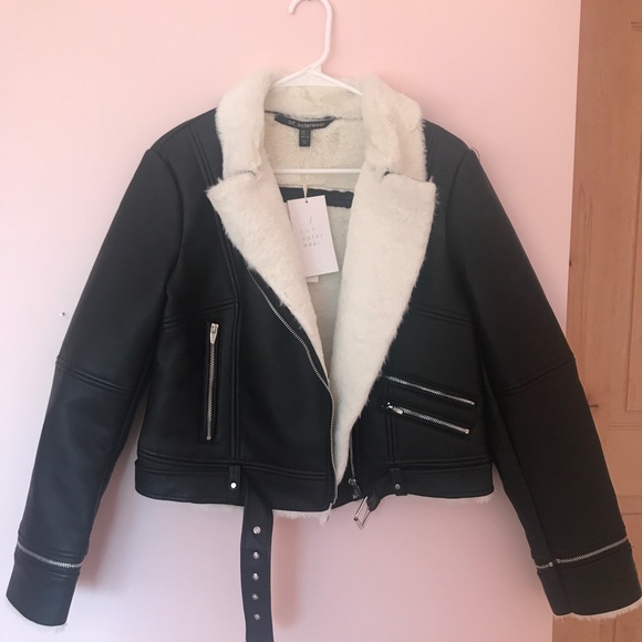 zara black leather jacket with fur